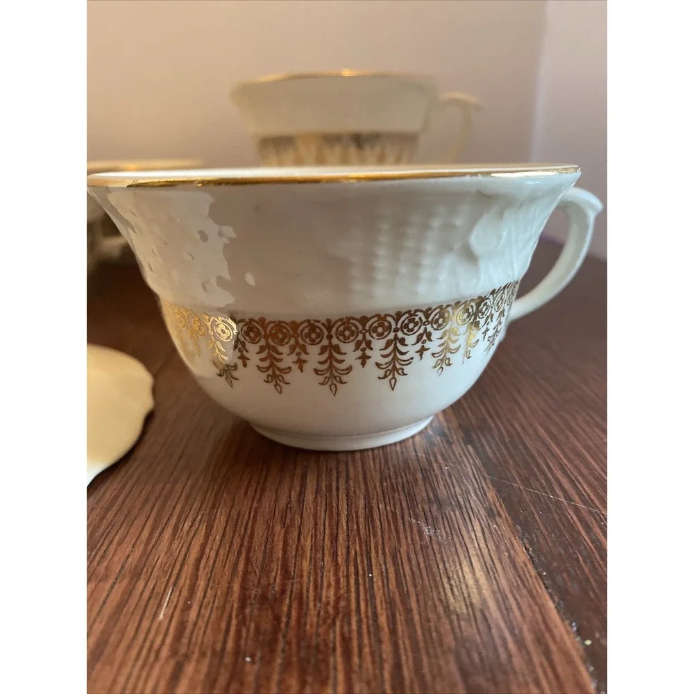Vintage Washington Colonial Vogue Dinnerware Cup &‎ Saucer 22k Hallmark Cannon